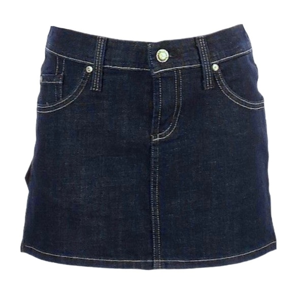 James Jeans Dry Aged Denim Mitch Tulsa Gold Dark Mini Skirt NWT Size 26 - Picture 1 of 11